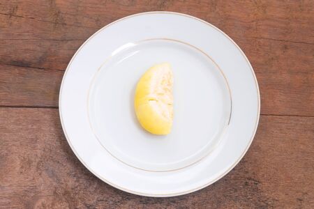 Durian, King of fruits, durian on wooden background.の写真素材