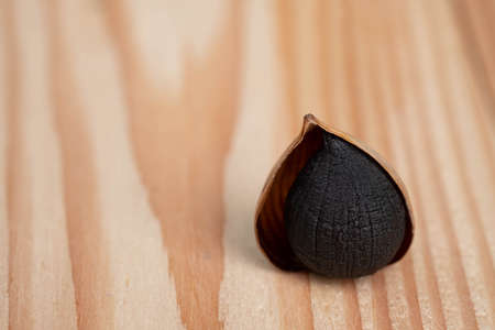 Black garlic made from Elephant Garlic (Garlic Tone in Thailand). It has a sweet taste with a touch of jelly. Beneficial for health, reduce diabetes, high blood pressure.の写真素材