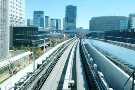 View of Japanese city from the train station.の写真素材