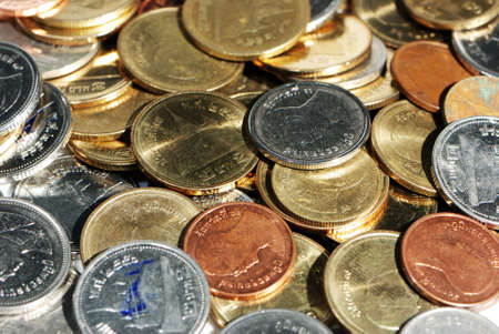 coin money background of thai bath の写真素材