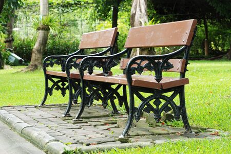 Two benches in the garden in the park