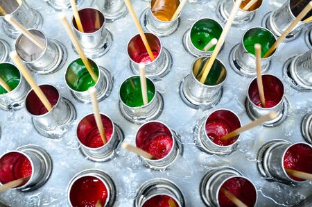 Traditional Thai ice cream in the steel bucketの写真素材