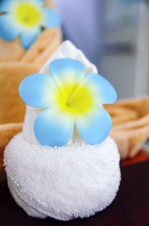 Plumeria with towel for tropical spa conceptの写真素材