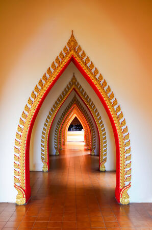 Walkway in pavilion of Buddhistのeditorial素材