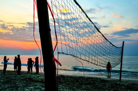 beach volleyball silhouetteの写真素材