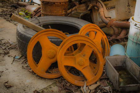 The Rust in Old Pulley.の写真素材