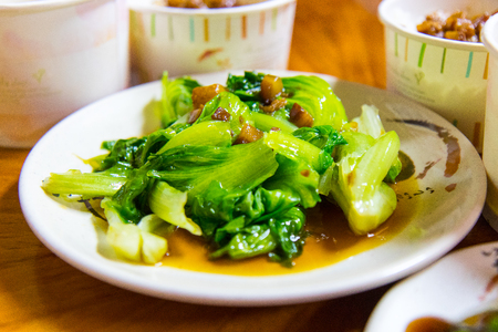 Bok Choy with Garlic and Oyster Sauce at Taiwanの写真素材