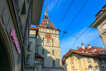 Bern, Switzerland - Oct 17 2018 : Astronomical clock on the medieval Zytglogge clock tower in...