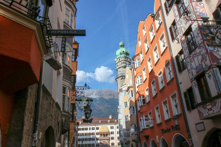 Innsbruck, Austria - Oct, 18 2018: Beautiful architecture in city center of Innsbruck, Austriaのeditorial素材