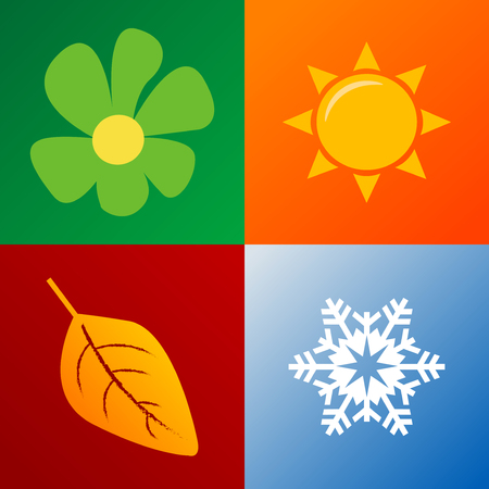 four seasons background fully editable vector illustrationのイラスト素材
