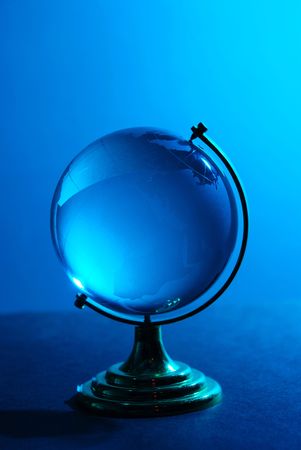 Blue glass globe high resolution image の写真素材