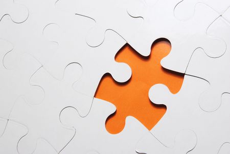 abstract puzzle background with one missing pieceの写真素材