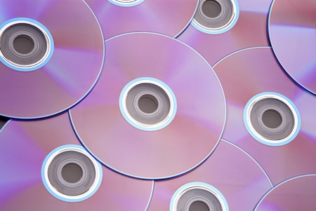 Pile of colorful DVD discsの写真素材