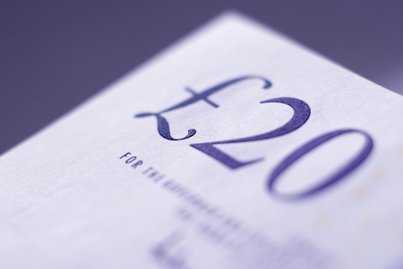 Background of 20 pound banknote close-upの写真素材