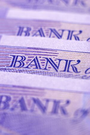 Macro of the word BANK, on a banknoteの写真素材