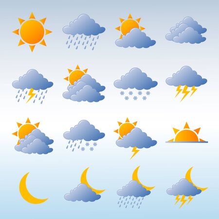 Weather icons fully editable vector illustrationの写真素材