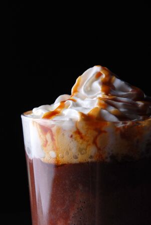 chocolate drink close-up on dark background
