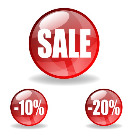 red spheres printed with sale announcements  のイラスト素材