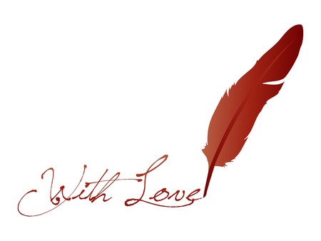 illustration with feather and textのイラスト素材