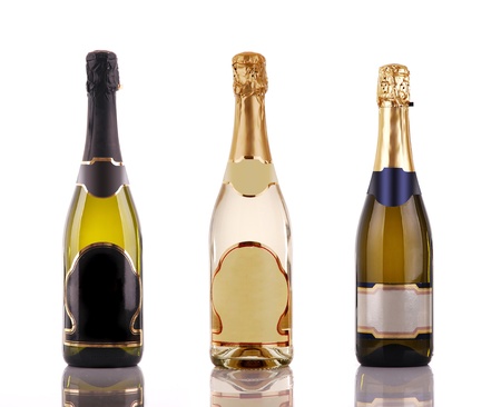 Champagne bottles with blank labelsの写真素材