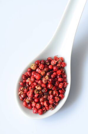 Pink peppercorns, also called "Brazil Pepper", close up imageの写真素材
