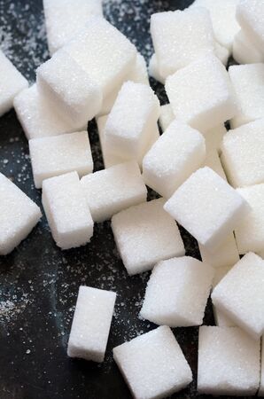 close up image of white sugar cubesの写真素材