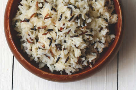 Boiled Rice (Basmati mixed with wild Rice)の写真素材