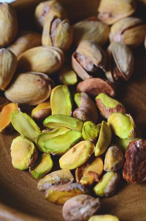 Close up shot of pistachios, selective focusの写真素材