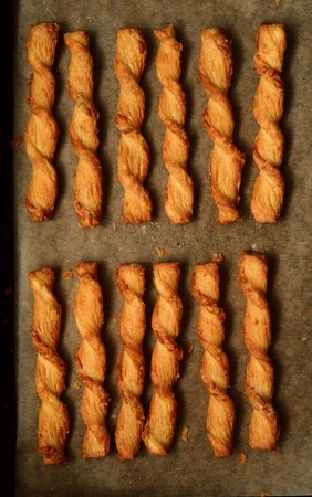 Cheese sticks with puff pastry and cheddar cheese