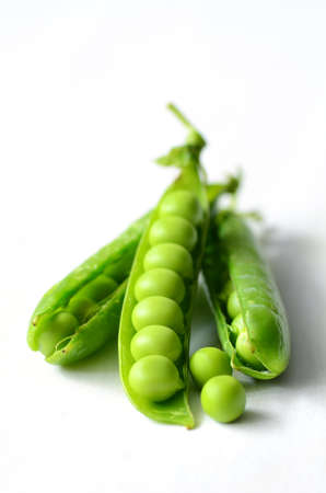 Fresh raw organic green peas close up photograph
