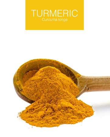 Turmeric powder. Turmeric  or Curcuma is the spice that gives curry its yellow color. It has been used in India for thousands of years as a spice and medicinal herb.の写真素材