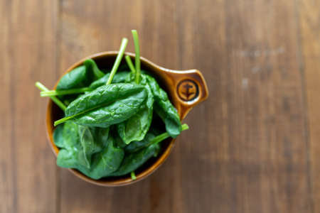 Fresh baby spinach leaves. Healthy eating conceptの写真素材