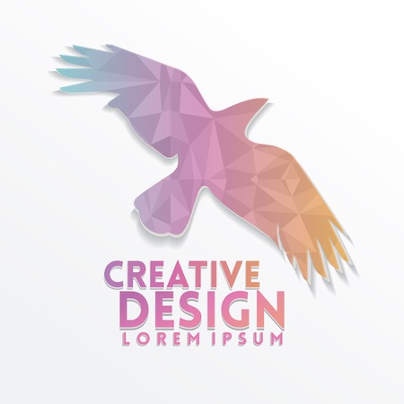 Bird Geometric paper craft style, for sticker cutting, poster, card, education for children, publication, icon and publicationのイラスト素材