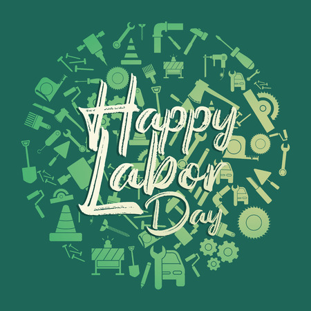 Happy Labor Day banner. Design template elegant with clip art labor circle dimension for you give greetingsのイラスト素材