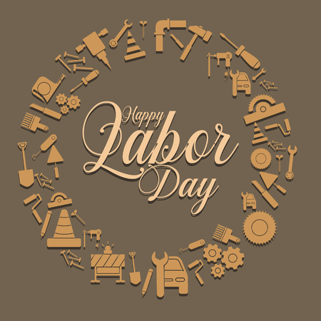Happy Labor Day banner. Design template elegant with clip art labor circle dimension for you give greetingsのイラスト素材
