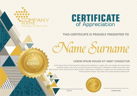 Certificate template with polygonal style, elegant and modern pattern for you event and other usersのイラスト素材