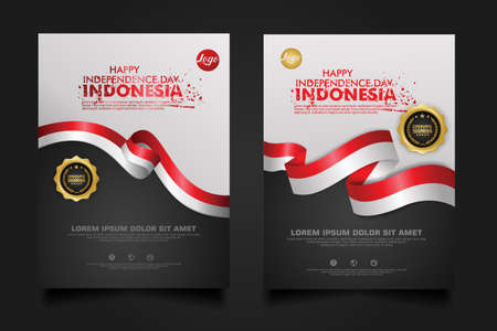 Indonesia happy Independence Day background template for elements material design a poster, leaflet, brochure, flayer, cover books and others usersのイラスト素材