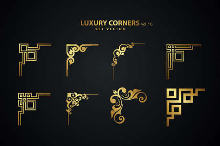 Vintage art deco luxury corner setのイラスト素材