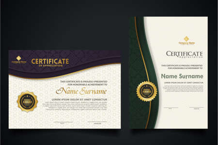 certificate template with elegant corner frame and Luxury realistic texture pattern, diploma and...