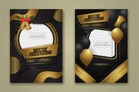 luxury Christmas Poster Template with Shiny Gold and texture background. Vector illustrationのイラスト素材