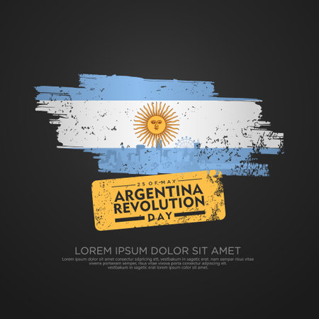 Argentina Independence Day Vector Design Template. Expressive Grunge Brush Stroke.のイラスト素材