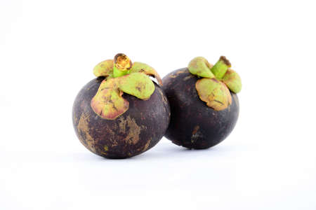 Mangosteen on white backgroundの写真素材