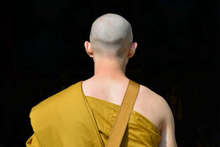 monk on black backgroundの写真素材