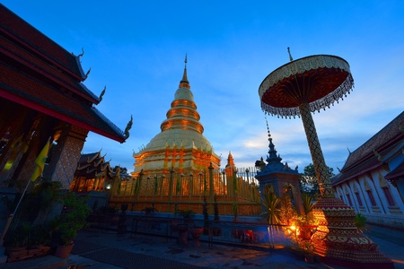 Wat Phra That Hariphunchai is Thai temple in lamphun, Thailandの写真素材