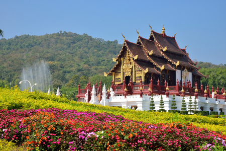 Ho Kham Luang at Royal Flora Expo, traditional thai architecture in the Lanna style, Chiang Mai, Thailandのeditorial素材
