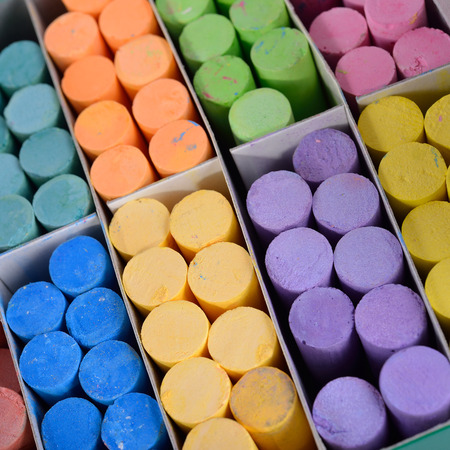 color chalk in boxの写真素材