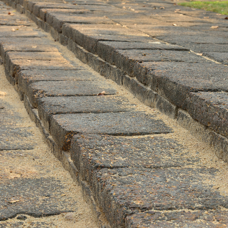 floor made of laterite stoneの写真素材