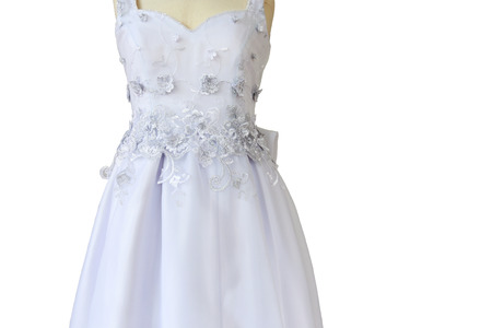 Wedding dress isolated on white backgroundの写真素材