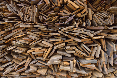 Pile of old wood plankの写真素材