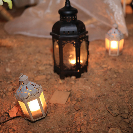 candle lamp decoration festival of light, lighting decorate in wedding dayの写真素材